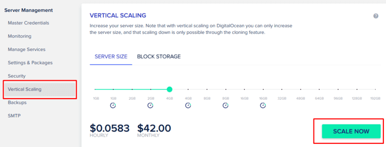 Cloudways Hosting Review - Vertical Server Scaling