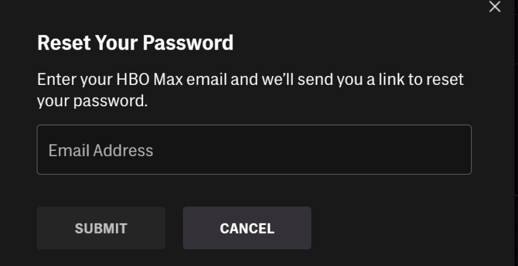 Can't Log in to HBO Max - reset your password